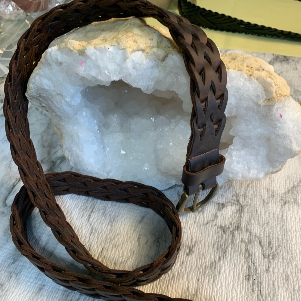 Braided Brown Leather Belt with brass buckle. Excellent quality leather.